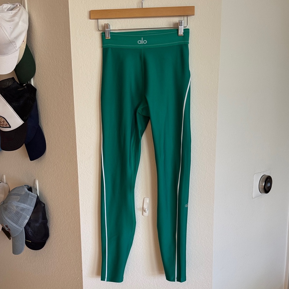 ALO YogaTeal Leggings with White Accents